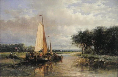 Péniches hollandaises sur une rivière