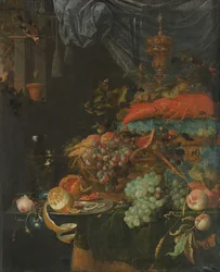 Nature morte avec fruits et chardonneret