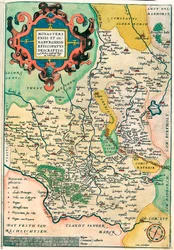Franciae Orientalis: Monasteriensis Et Osnaburgensis Episcopatus Descriptio Carte géographique de la Franconie en Allemagne tirée de « Theatrum Orbis Terrarum » par Abraham Ortelius