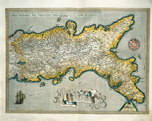 Carte du Royaume de Naples, Italie, du Theatrum Orbis Terrarum par Abraham Ortelius
