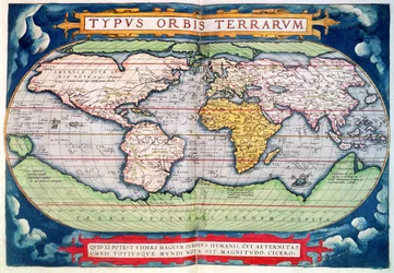 Carte du monde : « Typus Orbis Terrarum », tirée de « Americae sive Novi Orbis » d