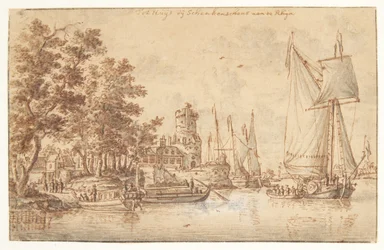 Paysage rhénan avec château et navires