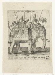 Indiens sur un éléphant de guerre