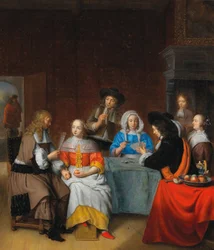Intérieur avec une société élégante jouant aux cartes, 1660s
