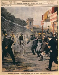 Arrivée du vainqueur Luigi Ganna à l