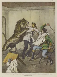 Les drames des ménageries, un barbier tué par un lion alors qu