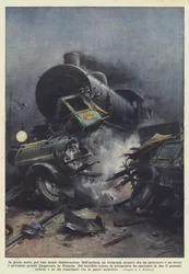 En pleine nuit, par une fatale inattention du chauffeur, une terrible collision entre un camion