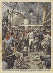 Incendie à bord du vapeur Re Umberto près de Rio de Janeiro, le commandant maîtrise le feu