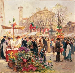 Italie, Milan, Exposition florale sur la Piazza Sant