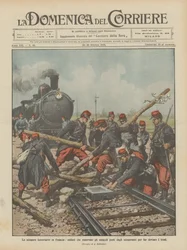 La grève ferroviaire en France, soldats enlevant les obstacles posés par les grévistes pour ?