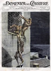 Évasion de trois prisonniers de la prison de Finalmarina en Italie en 1907. Illustration d