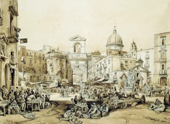 Porta Capuana à Naples, par Achille Vianelli, sépia