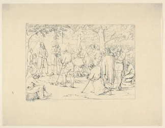 Prière dans le camp de Stonewall Jackson, des Gravures de la Guerre Confédérée