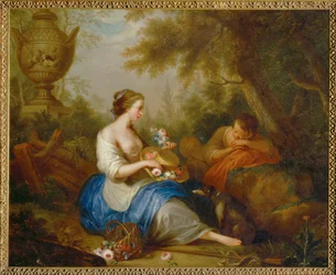 Scène érotique (peinture sur cuivre)