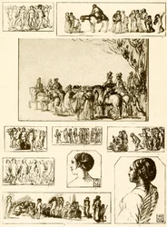 Rondes, études de têtes et groupes de figures