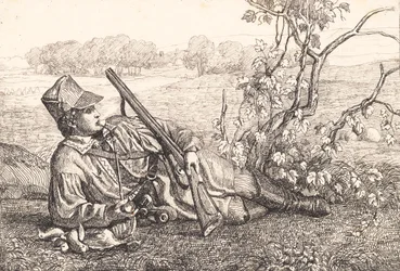 Paysage avec un chasseur au repos