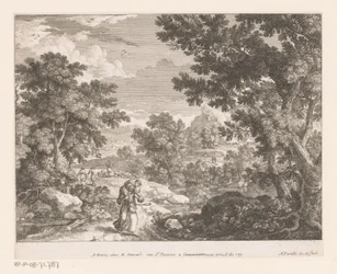 Paysage avec le Christ portant un agneau sur ses épaules