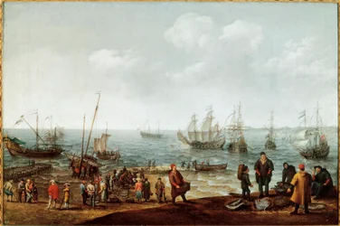 Plage avec pêcheurs