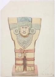 Caryatide I, chambre extérieure, Temple Supérieur des Jaguars (Temple A), Chichen Itza, Mexique