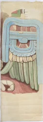 Copie de la façade en stuc du temple sur la pyramide à Acanceh