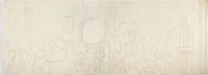 Peinture du mur nord, Temple supérieur des Jaguars, Chichen Itza, Mexique