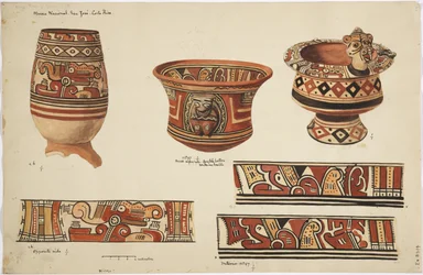 Trois jarres et trois motifs de Nicoya, Costa Rica
