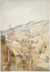 Vallée boisée - Cuetzalan, Puebla, Golfe du Mexique (aquarelle et graphite)