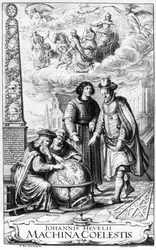 Frontispice de Machina Coelestis par Johannes Hevelius, gravé par Jeremias Falck, 1673