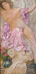 Femme avec des fleurs / femme nue avec des roses