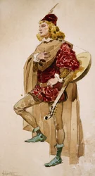 Croquis de costume pour Zanetto, opéra de Pietro Mascagni