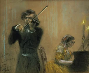 Clara Schumann (1819-96) et Joseph Joachim en concert
