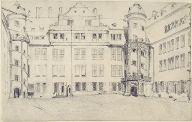 Le côté ouest de la grande cour du château de Dresde