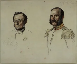 Le conseiller de cour E. Dohme, le conseiller de cour Schulz. Étude pour le tableau "Couronnement de Guillaume Ier à Königsberg"