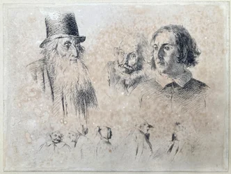 Études de têtes et de personnages, feuille n° 2 de la série « Essais au radir »