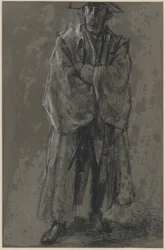 Officier en manteau et chapeau (étude de posture de Moritz von Anhalt-Dessau)