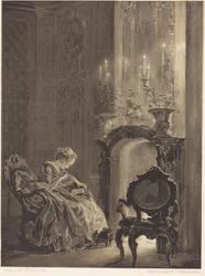 Femme devant un feu