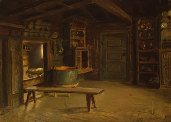 Intérieur de ferme de Gulsvik dans le Hallingdal