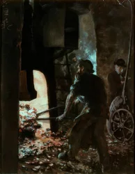 Autoportrait avec ouvrier au marteau-pilon