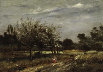 Paysage avec des arbres fruitiers