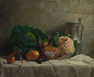 Nature morte avec légumes, perdrix et cruche, 1858