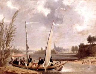 Louis-Philippe et sa famille dans un bateau à Neuilly