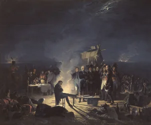 Bivouac de Napoléon sur le champ de bataille de Wagram dans la nuit du 5 au 6 juillet 1809