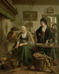 Femme cuisinant des crêpes