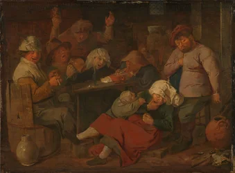 Pauvres gens buvant dans une taverne, vers 1625-1630 (huile sur panneau)