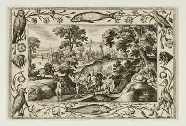 Chasse au cerf, à partir de paysages avec des scènes de l