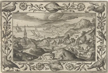 Chasse aux lapins (Landschappen met Bijbelse, mythologische scènes en jachttaferelen)