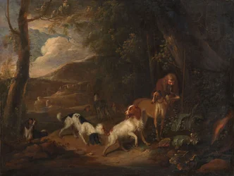 Chasseur avec chiens à l