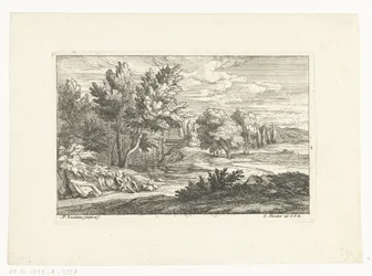 Paysage avec monument funéraire