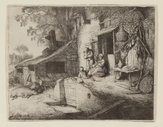 Près de la porte du cottage - La fileuse