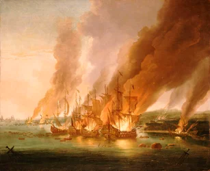 La bataille de La Hogue, 23 mai 1692, fin du XVIIe siècle